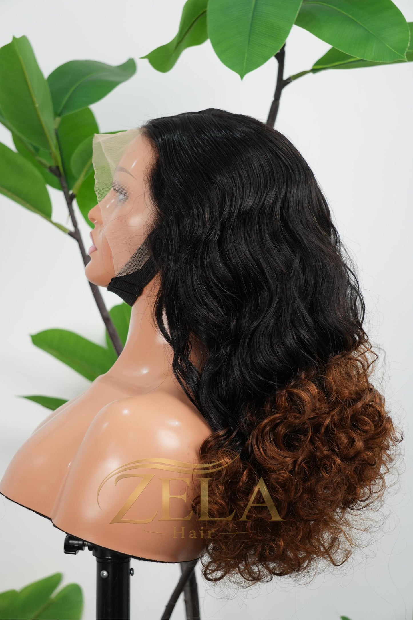 20 inch bouncy curly wig 1B/4 color 13x4 lace frontal human hair